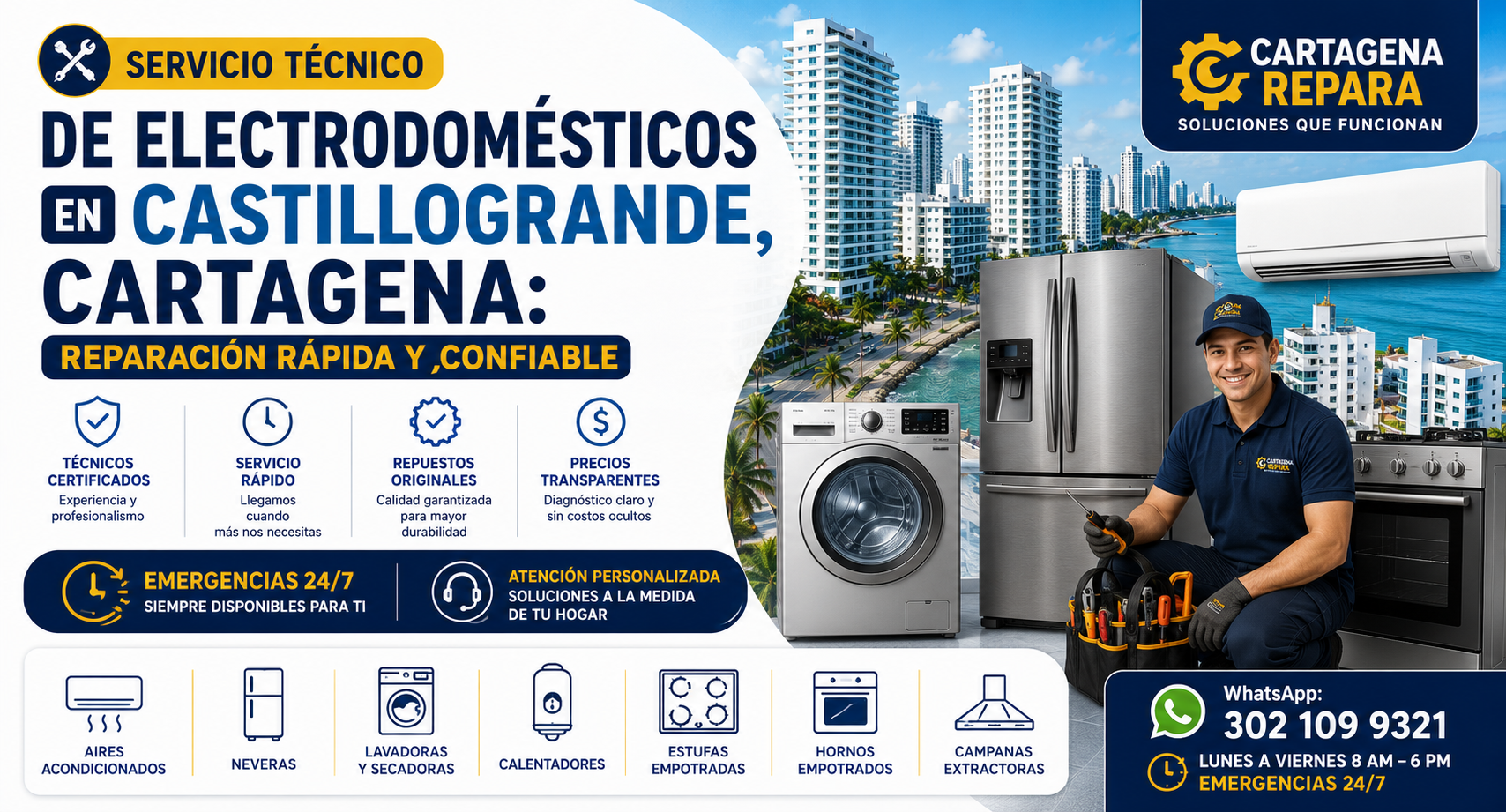 Servicio Técnico de Electrodomésticos en Castillogrande, Cartagena: Reparación Rápida y Confiable